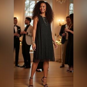 Ralph Lauren little back dress sheer overlay with metallic silver thread S NWT